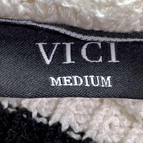 Vici University Open Knit Sweater Off White V-Neck Size M - Picture 6 of 8